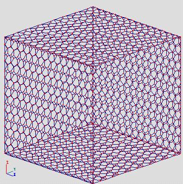 Model symulacyjny elementu ściany gabionowej Rys. 6. Trójwymiarowy model kosza gabionowego (1,0 x 1,0 x 1,0 m) z siatki o wymiarze oczek 80 x 100 mm [5, 6, 7] Fig. 6. Tree-dimensional model of gabion basket (1.