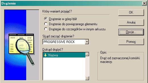 Drill-to-detail opcje Czy podczas operacji (drill-up, drill-down) element bieŝący