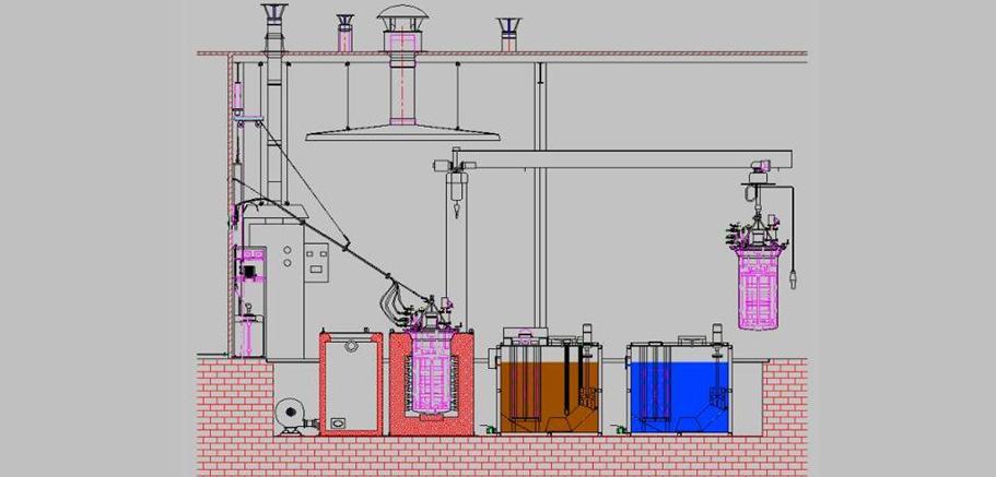 Izolacja termiczna ścian bocznych pieca jest wielowarstwowa, wykonana z włóknistych materiałów ceramicznych w postaci mat, płyt i prostek.