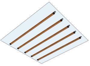 2 PARKLET - dachy 2.1 200-01 "SKY" dach - profile 5 x 226cm profil drewniany 4,6cm x 4,6cm, malowany (5 szt.) łącznik stalowy dachowy, ocynkowany, malowany proszkowo (10 szt.
