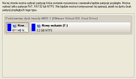 Wybierz wolumin, który chcesz rozszerzyć, czyli systemowy. 8. Wybierz wolumin, z którym chcesz scalić wolumin systemowy.