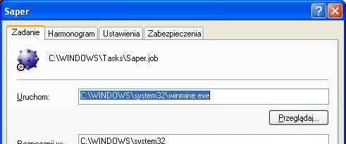 Zaawansowane opcje harmonogramu W oknie dialogowym właściwości danego zadania można