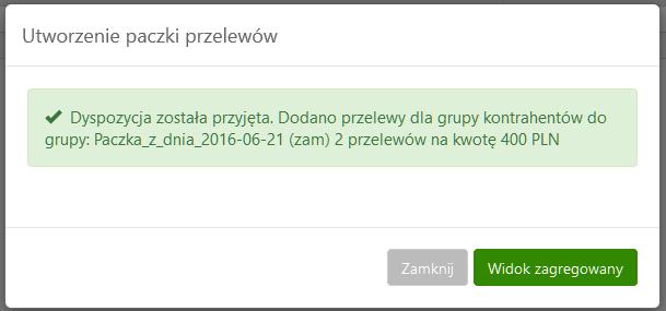 przelewów i na jaką kwotę zawiera paczka.