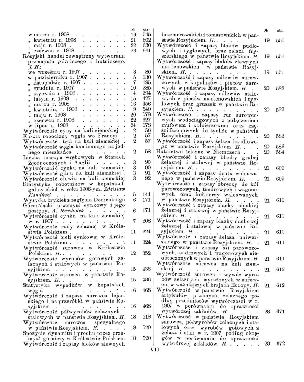 w marcu r. 0 " kwietniu r. 0 " maju r. 0. " czerwc r. 0, Rosyjski hande zewnętrzny wytworami przemysłu górniczego i hutniczego. J. H.: we wrześniu r. 0 w październiku r. 0 " istopadzie r. 0. " grudniu r.