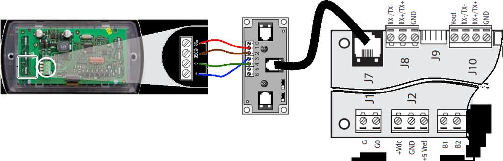 5.2 Połączenie rozdzielacza DT50 Panel DM60 jest podłączony do Climatic na zaciskach śrubowych płytki DT50. 5.2.1 Instrukcja instalacji rozdzielacza DT50 Płytka jest wyposażona w trzy telefoniczne