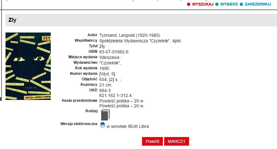 Lista pozycji w Wypożyczalni Głównej i Międzybibliotecznej WBP w Olsztynie Klikamy teraz np.