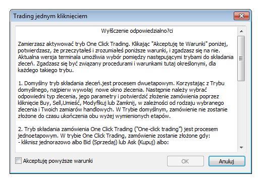 Samo korzystanie z one click trading jest bardzo proste.