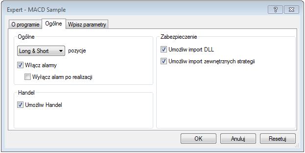 6.1.3. Uruchamianie Strategii Strategia automatyczna może zostać uruchomiona po wcześniejszym ustawieniu parametrów strategii. Aby tego dokonać należy załączyć strategię do wykresu.