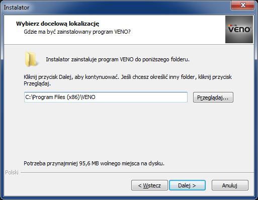 Instalacja programu VENO Po zapoznaniu się z informacjami opisanymi w poprzednim rozdziale należy uruchomić instalator programu VENO - plik VENO_full_x86_x.x.x (x.x.x oznacza aktualną wersję programu).