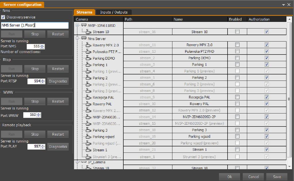 VENO Server 7-4U, Client 7-T- ver. 1.2.34 - User s manual 6. ADDING AND CONFIGURING DEVICES In NMS port, RTSP port, Port PLAY boxes, please enter the same port numbers as in NMS server configuration.