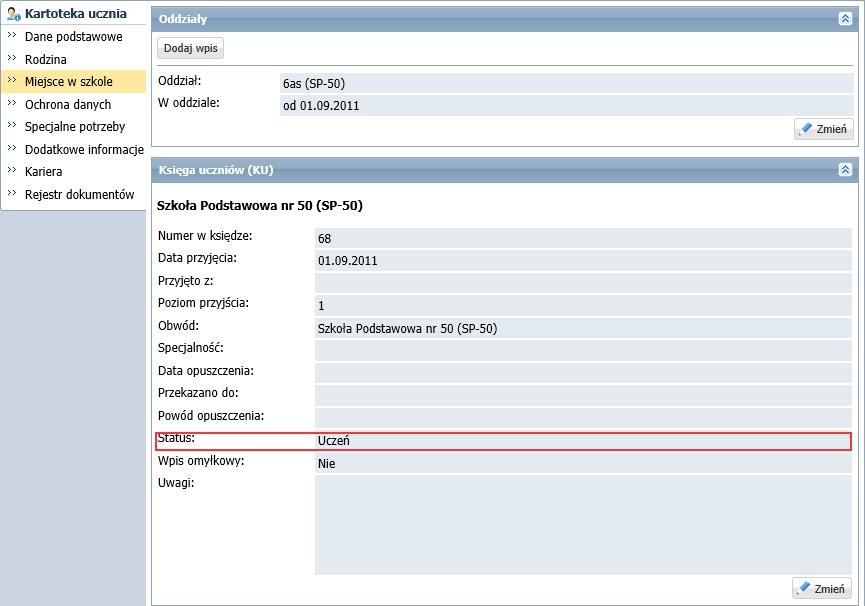 UONET+, wersja 17.02 opis zmian 2 Moduł Sekretariat 1.