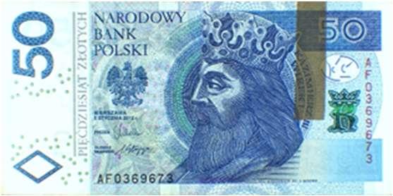 inny sposób Banknoty o długości zmniejszonej o 6 mm lub więcej lub o szerokości zmniejszonej