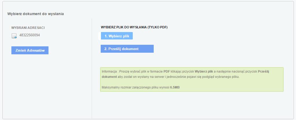 Faks może zostać wysłany maksymalnie do 25 odbiorców. 5.1.