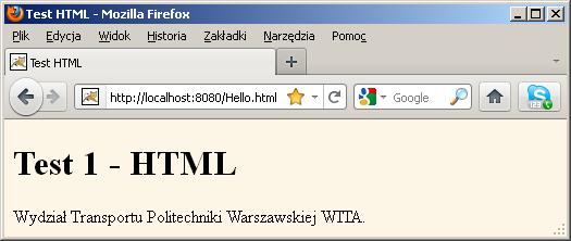 Testowanie podstawowej konfiguracji serwera Tomcat uruchomionego poza środowiskiem NetBeans (Tomcat uruchomiony w trybie poleceń) 1. Zatrzymaj działanie serwera Tomcat w NetBeans. 2.