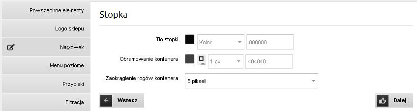 listy produktów). Screenshot.