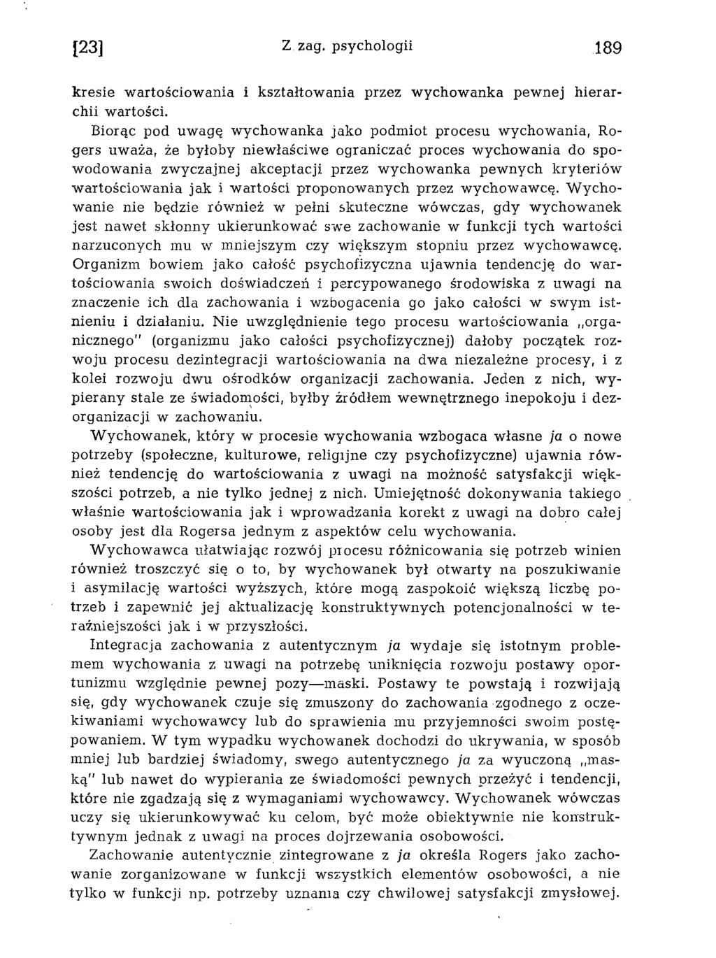k resie w artościow ania i kształtow ania przez w ychow anka pew nej h ierarchii w artości.