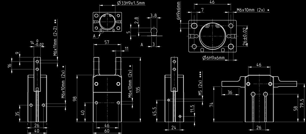 montażowych ** = gwint do montażu akcesoriów *** = zasilanie Model CGSN-25 Chwytak CGSN, średnica 32 mm