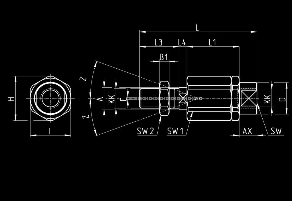 > Siłowniki serii 4 KATALOG > Wydanie 8.7 Końcówka kulista tłoczyska, mod. GA ISO 839.