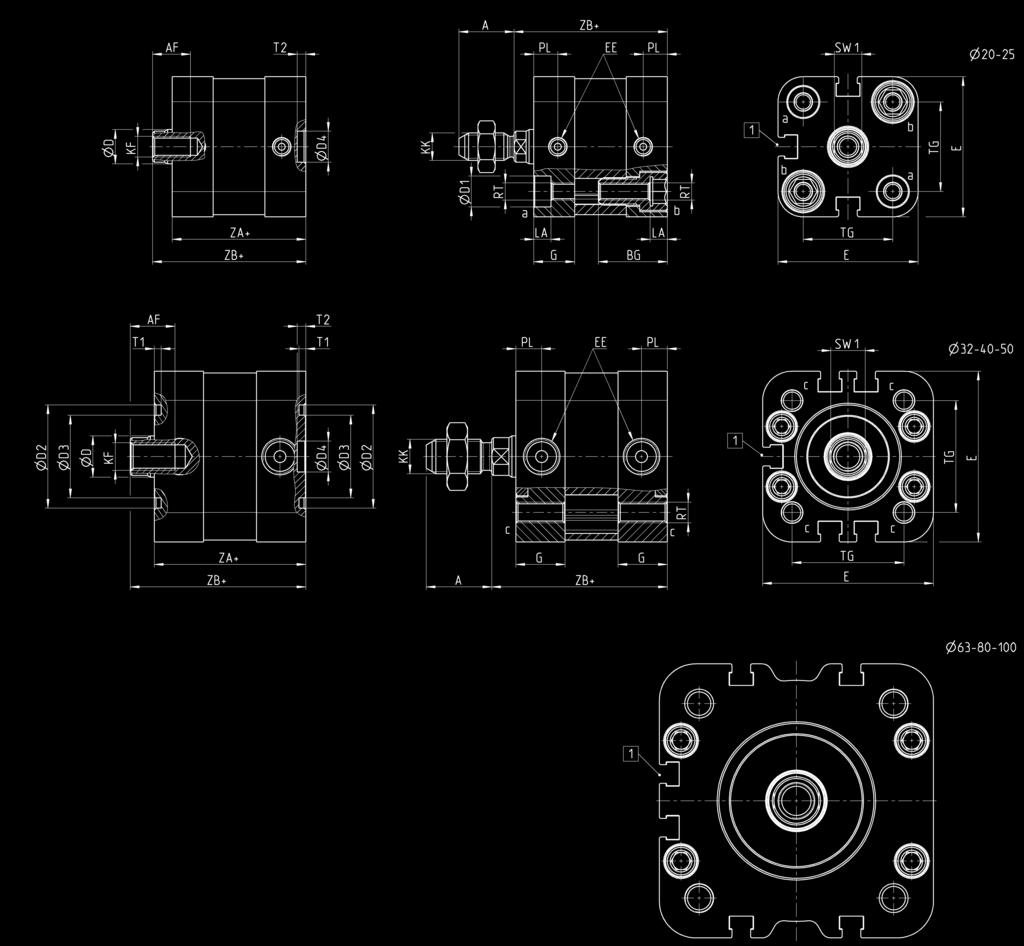 KATALOG > Wydanie 8.7 > Siłowniki serii 32 Siłowniki zwarte, magnetyczne mod.