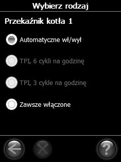 Wybór trybu regulacji przekaźnika BR Naciśnij przycisk Wybierz rodzaj. Wybierz jeden z trybów. Domyślnie, przekaźnik BR jest ustawiony na Automatyczne wł/wył.