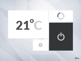 Obsługa Interfejs urządzenia przedstawiono na zrzucie ekranu poniżej: Znaczenie poszczególnych kafelków wyjaśniono w tabeli: Kafelek pokazuje aktualną temperaturę zmierzoną przez urządzenie.