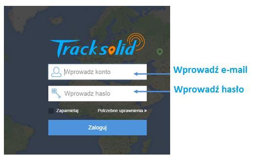 Lokalizacja urządzenia przez platformę www: http://www.tracksolid.