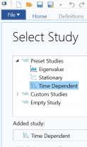 5. W sekcji Select Study należy wybrać opcję Time Dependent i nacisnąć przycisk Done. 6.