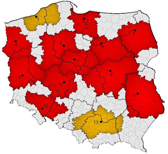 Susza meteorologiczna w sierpniu 2015 Redukcja plonu na TUZ w siedlisku