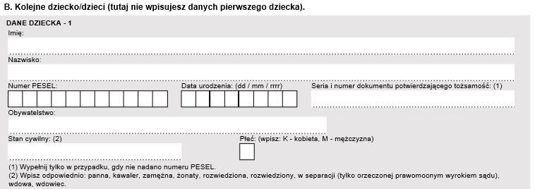 pierwsze dziecko, a drugiej, że tylko na drugie i kolejne dzieci.