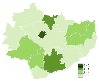 2. Zachorowania i zachorowalność na przedinwazyjnego raka piersi w województwie świętokrzyskim w latach 1999-2012 pińczowskim (CR: 3,6/10 5 ), najniższą w powiecie włoszczowskim (CR: 1,2/10 5 ),