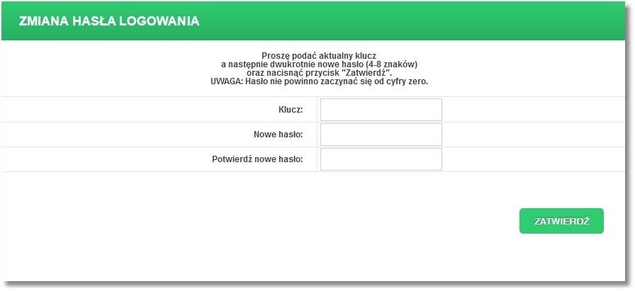 Uwaga! W sytuacji wyświetlenia się komunikatu o treści: Kolejny kod z klucza należy wprowadzić wyłącznie następne wskazanie z tokena, bez ustanowionego samodzielnie hasła Jak zmienić hasło logowania?