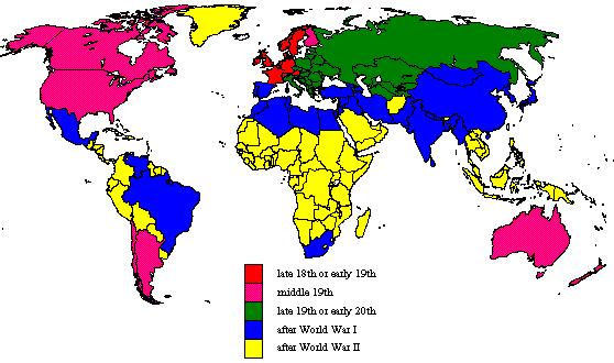 Początki przejścia I demograficznego Europa Zach. i Płn. XVIII w. Europa Środ. i Płd. pierwsza połowa XIX w. Kraje rozwijające się XX w. Źródło: J-P.