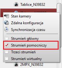 W przypadku gdy zmiana strumienia następuje na kamerze znajdującej się aktualnie w stanie podglądu należy ponownie przeciągnąć ją w