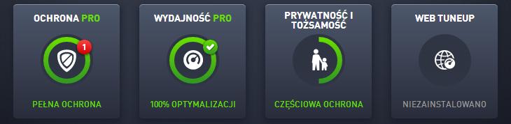 2.2.1. Kafelki kategorii Kafelki kategorii umożliwiają instalowanie produktów AVG, wyświetlanie ich stanu lub po prostu otwarcie ich interfejsu użytkownika.