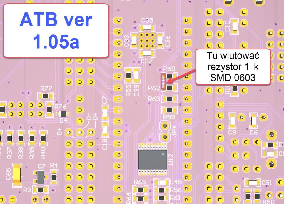 18 ATB-MEDkit Tiny Developement Board Instalacja brakującego rezystora 1 K (TPI) w zestawach ATB 1.