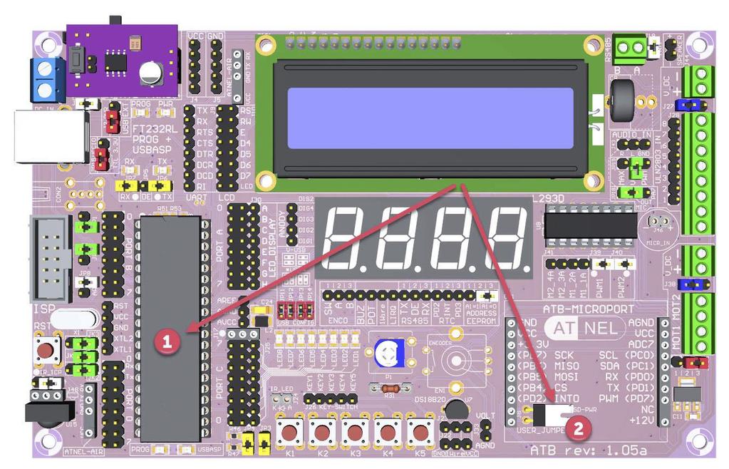 4 ATB-MEDkit Tiny Developement Board Widok płytki PCB modułu od góry Podłączenie w zestawie ATB 1.