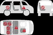 PL Prawidłowy i nieprawidłowy montaż fotelika: zła pozycja nie może być zamontowany w pojeździe z aktywną poduszką powietrzną Może być stosowany z trzypunktowym systemem pasów Ostrzeżenia Fotelik