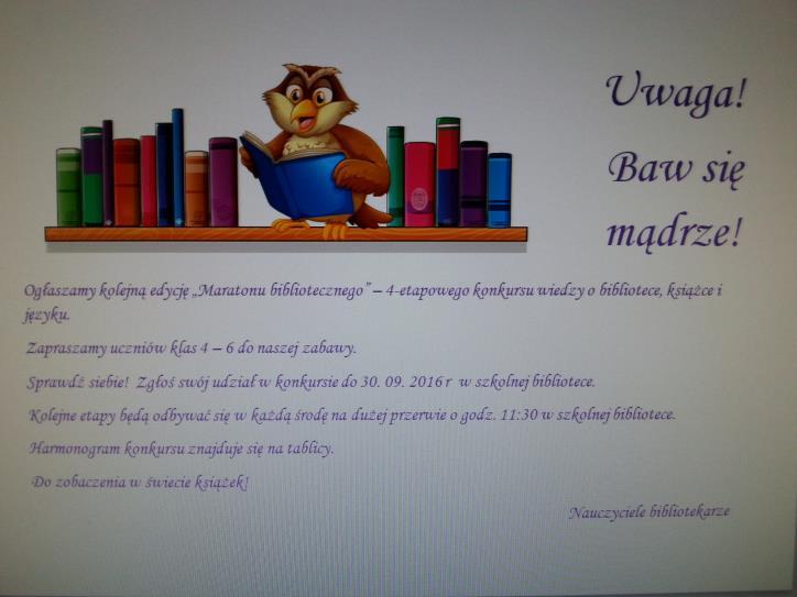 MARATON BIBLIOTECZNY Kolejna edycja konkursu spotkała się z dużym zainteresowaniem.