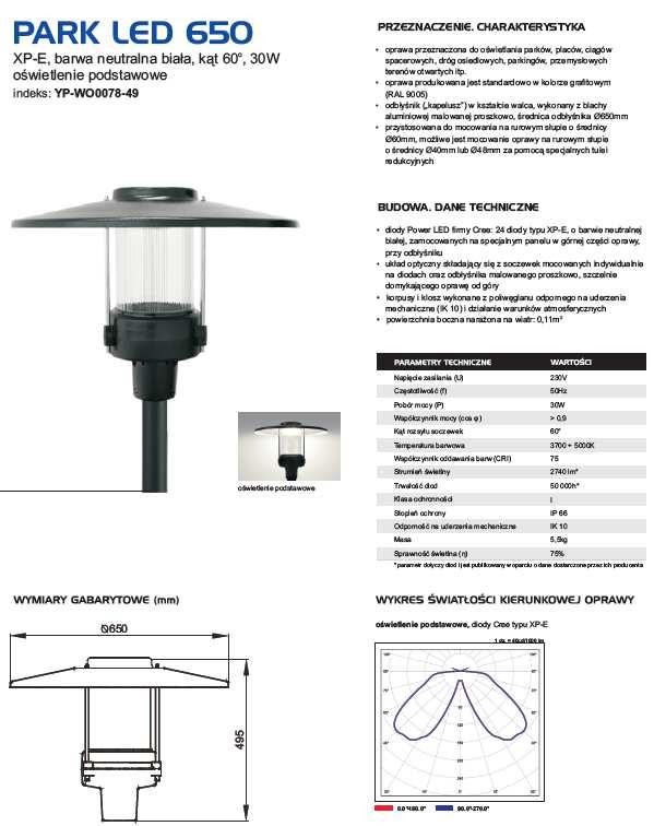 6.2 Oprawa parkowa LED: