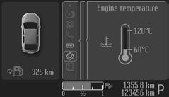 Patrz Wyświetlacze informacyjne (strona 92). Pokazuje temperaturę płynu chłodzącego silnik. Przy normalnej temperaturze pracy silnika wskazówka znajduje się w położeniu środkowym.