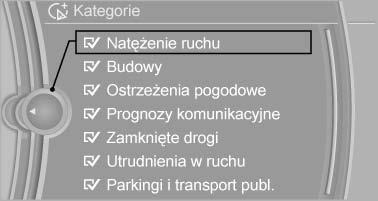 Nawigacja W pierwszej kolejności wyświetlane są informacje o ruchu drogowym dla obliczonej trasy. Komunikaty drogowe uporządkowane są kolejno według odległości od aktualnej pozycji pojazdu. 4.