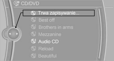 Możliwe jest przełączenie na inne źródła dźwięku, nie powodując przy tym przerwania procesu zapisu. Wywołać można również zapisane już utwory z aktualnej płyty CD/DVD. Przerywanie zapisu 1.