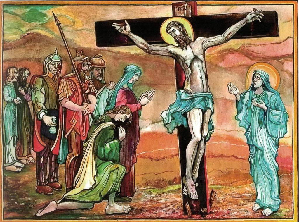 Stacja 12: Pan Jezus umiera na krzyżu. Śmierć Boga-człowieka. Następny paradoks w naszych rozważaniach. Bo jeśli człowiek, to nic nadzwyczajnego, że jest i śmierć. A jeśli Bóg, to jaka śmierć?