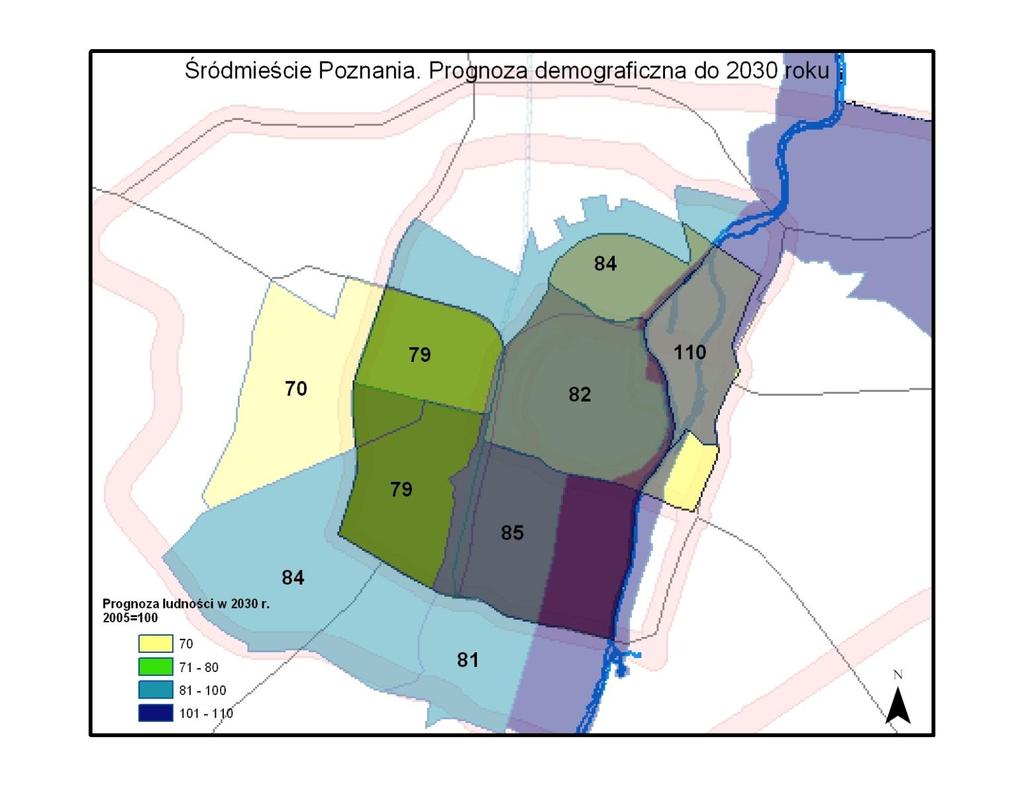 Przyszłość Śródmieścia. Prognoza demograficzna * Prognoza demograficzna Centrum Statystyki Regionalnej UE zakłada, że w 2030 r.