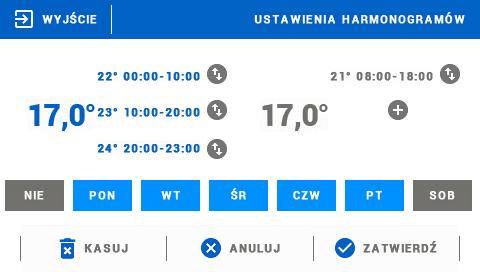 1.1 USTAWIENIA HARMONOGRAMÓW W regulatorze pokojowym ST-16s WiFi istnieją dwa rodzaje harmonogramów - lokalny oraz globalny.