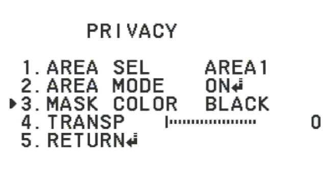 Podmenu PRIVACY pozwala nam ustawić strefy prywatności. Mamy do dyspozycji 8 stref prywatności.