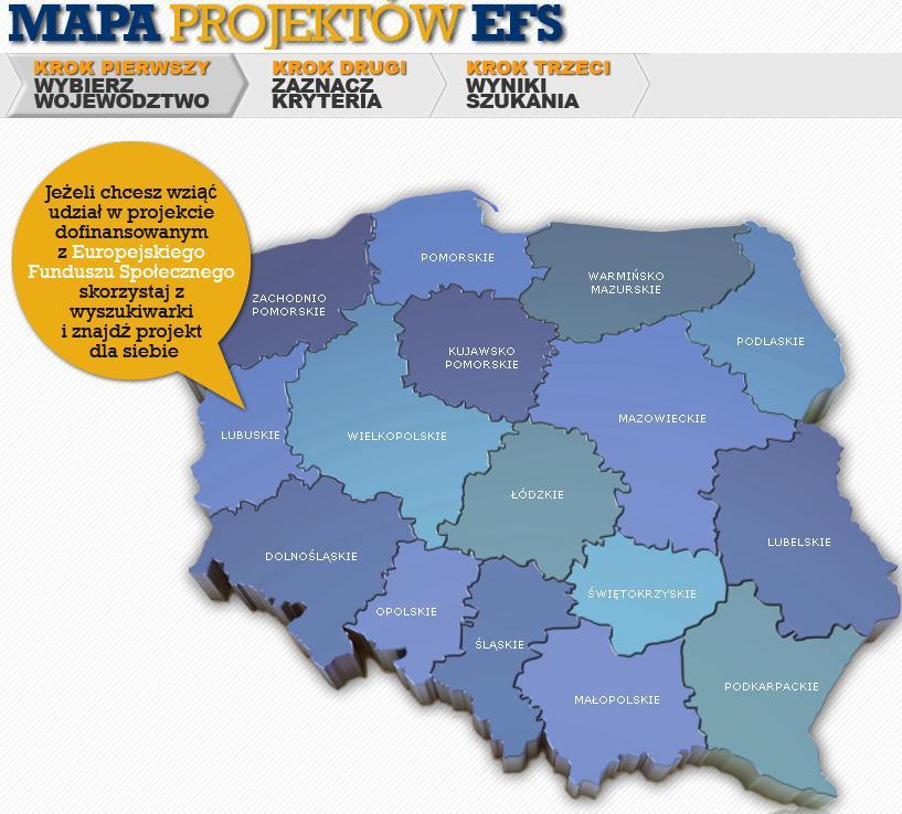 Skorzystaj! Znajdź projekt dla siebie! Ze wsparcia EFS można skorzystać biorąc udział w projekcie. Wystarczy znaleźć projekt dla siebie! Źródła informacji: www.pokl.lodzkie.pl www.efs.gov.pl www.inwestycjawkadry.