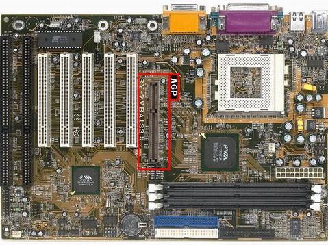 Lokalizacja złącza AGP na płycie głównej.