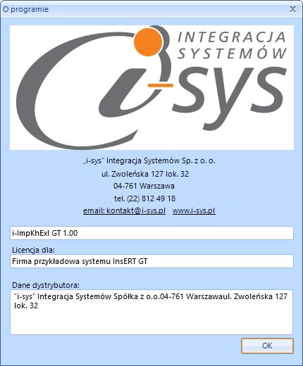 O programie Opcja ta jest dostępna z Pomoc -> O programie i służy do wyświetlenia informacji dotyczących programu (rys. 10).