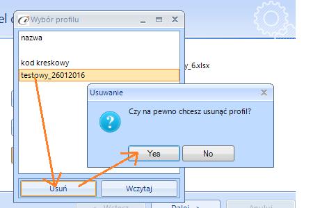 Pojawi się wtedy okienko wyboru profilu, gdzie należy wskazać wybrany profil i wcisnąć Wczytaj lub dwukrotnie kliknąć na wybranym profilu.